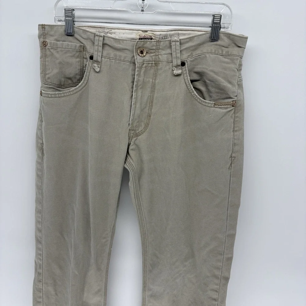 Vintage Levis Tab Twills Pants Beige Slim Straight Work Wear Y2K White Tab 32X30